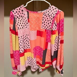 Fate Pink and Orange Graphic Boxy Long Sleeve Blouse